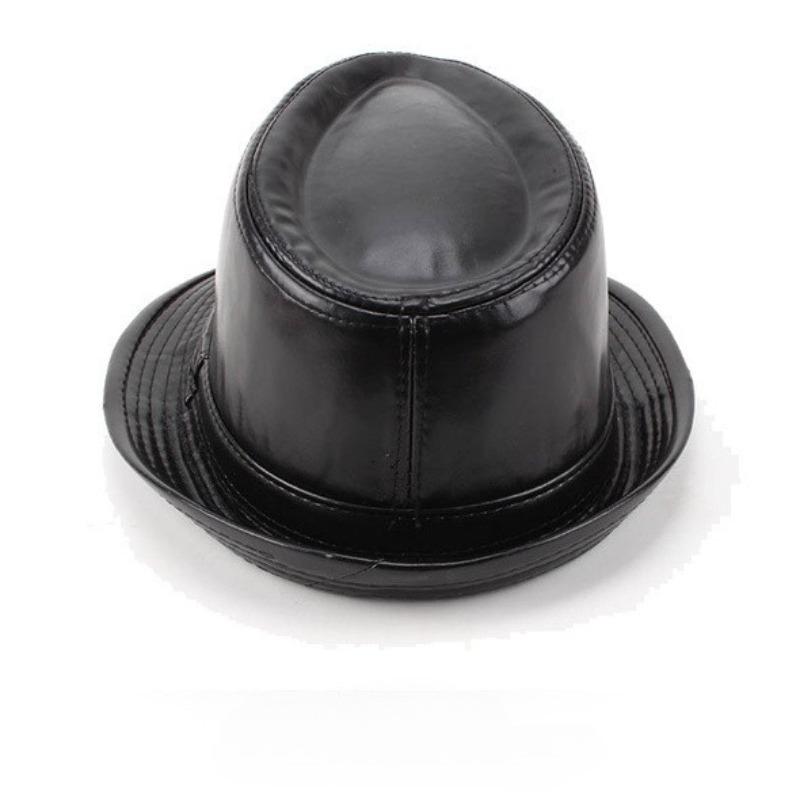 PU British Style Short Brim Jazz Caps Hats Fashion Middle-aged and Elderly Autumn and Winter Outdoor Leisure Gentlemen Jazz Hat for Men Panama Hat