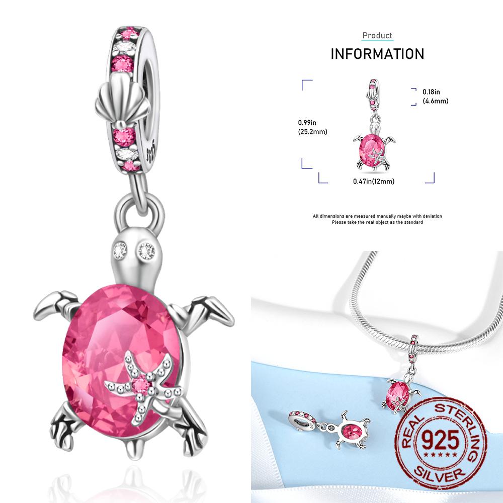 Copper Ocean Turtle Twelve Month Birthstone Charms Beads Pendant Fit Original Bracelet For Women Jewelry