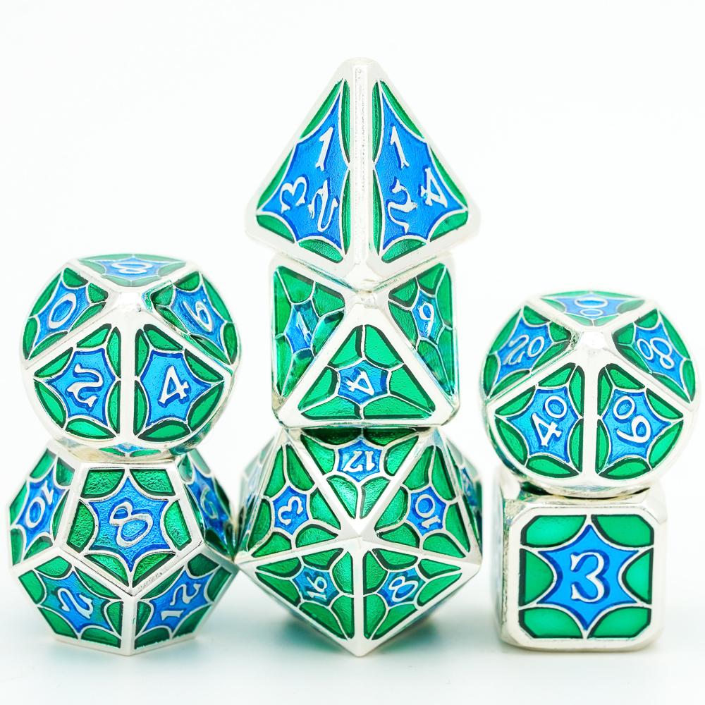 Cusdie Galaxy Metal D&D Dice 7Pcs High-quality D4 D6 D8 D10 D% D12 D20 Polyhedral Dice Set for Pathfinder Role Playing Game