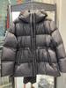 Autumn and winter new hooded white duck down jacket women's medium and long drawstring waist temperament jacket
