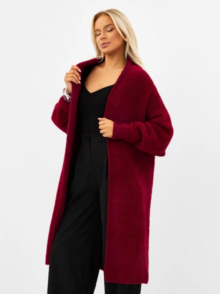 Women's Fluffy Faux Mink Knit Cardigan Coat - White, Autumn/Winter Loose Fit