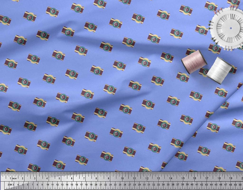 Soimoi Japan Crepe Satin Fabric Camera Shirting Fabric Prints By Metre 42 Inch