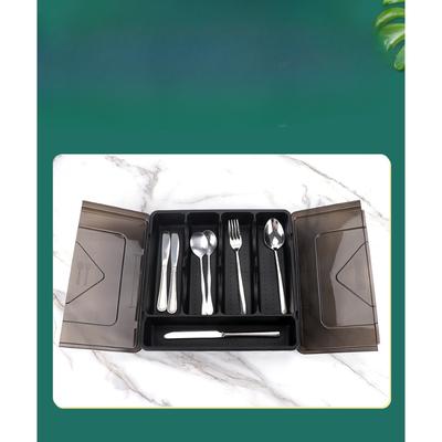 Schublade Besteck Löffel Sortierbox Tablett mit Abdeckung Staub Unterteilung Geschirr Aufbewahrungsbox Sonstiges Hardware Sortierung