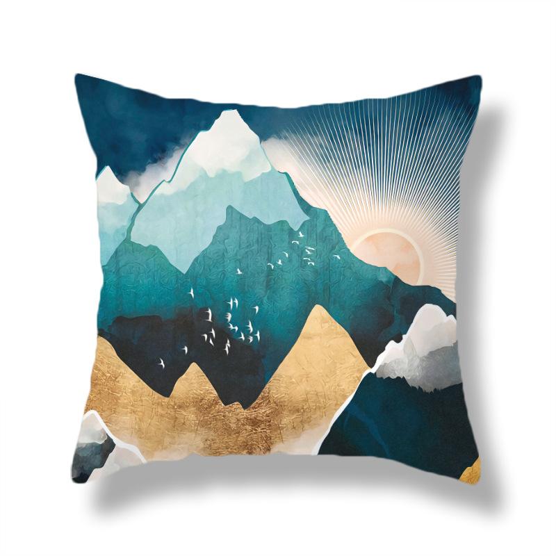 45X45CM Creative Hand-painted Natural Scenery Cushion Cover Sofa Office Seat Cushion Cover Creative Ornaments Home Decoration