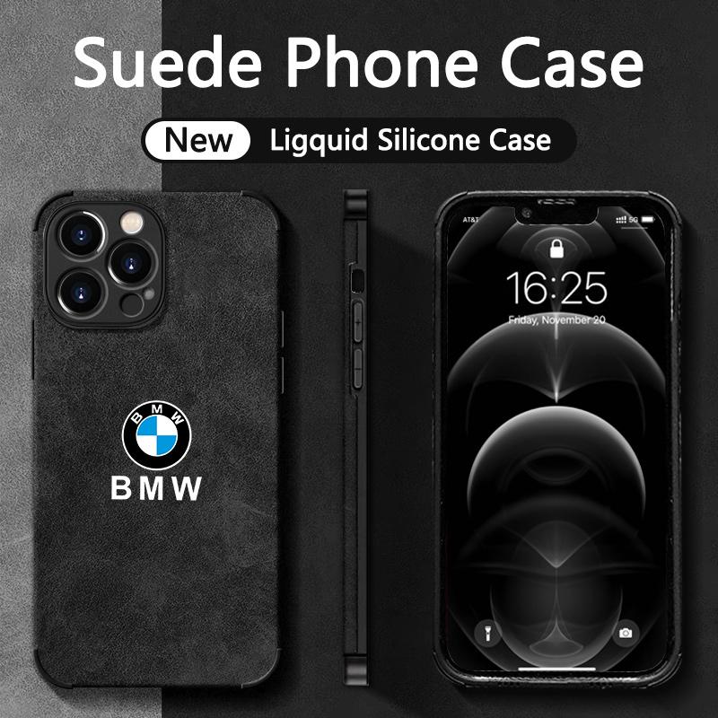 AAAQS1 BMW Styling Sudue Phone Case Stickers for iPhone 16 Pro 11 12 Mini 13 14 Pro 15 Pro Max 7 8 Plus XR XS MAX Black Soft Edge Cover