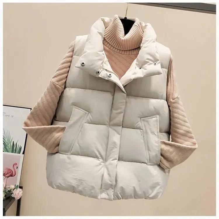 Women's Autumn Winter Short Puffer Vest Solid Warm Slimming Jacket
