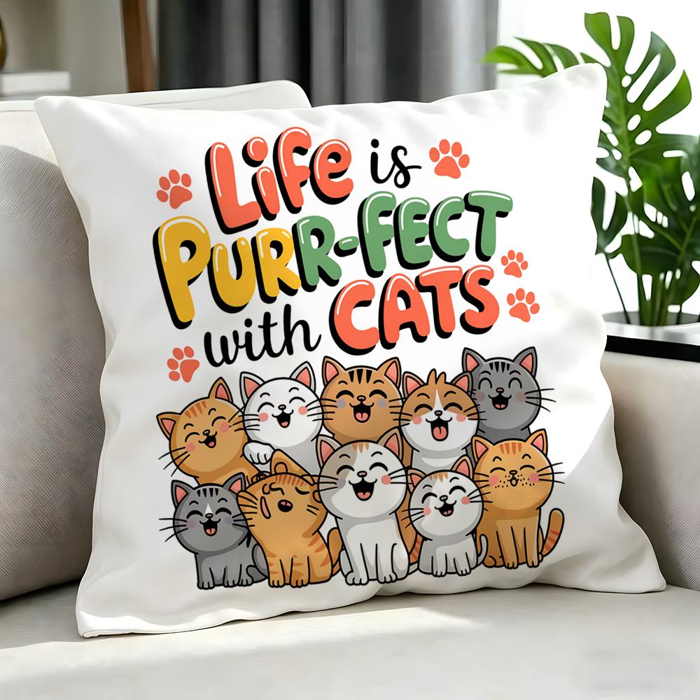 Cartoon HHeart Cartoon Cat Slogan Cushion Cover Cushion Cover Set Pcs x x x Pillowcase Decorative Sofa Home Decor