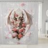 Blumen Drache Duschvorhang, Japanischer Stil Drache Badezimmervorhang Kinder Jungen Mädchen Badezimmer Dekoration, Magisches Tier Badevorhang