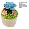 Handmade Mini Flower Figurine Artificial Ceramic Flowers in Pot for Car Dashboard Bathroom Home