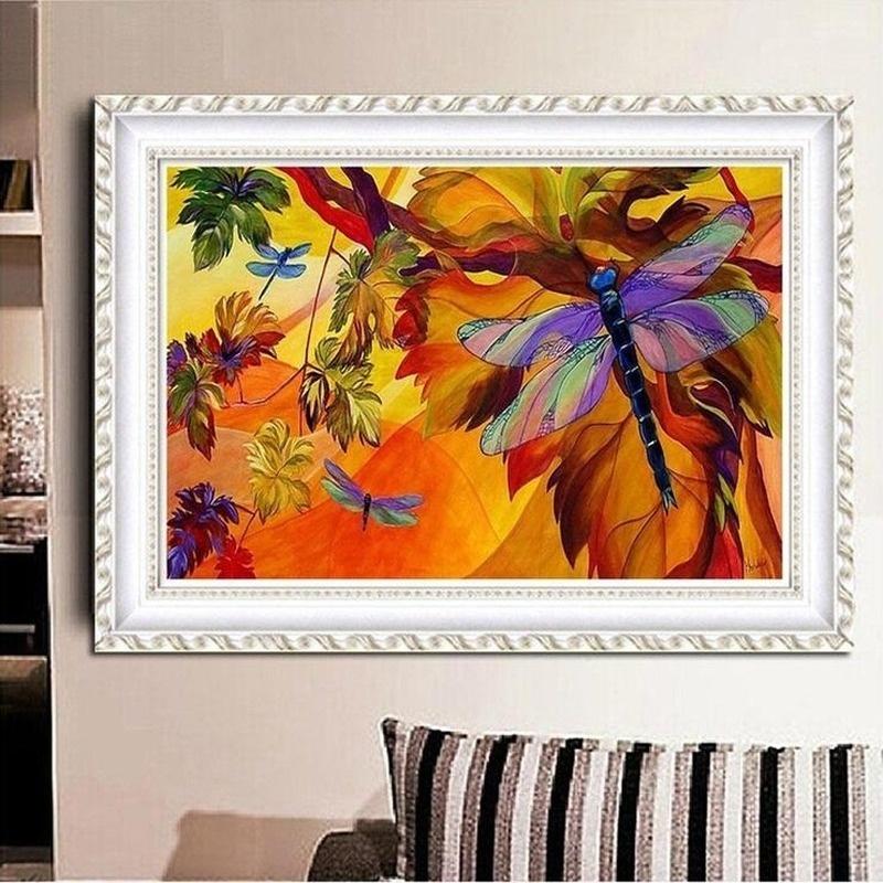 Diamond Painting Dragonfly & Tree Cross Stitch Diamond Embroidery Diamonds Wall Stickers Home Decor
