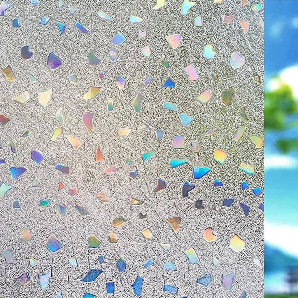 Wide 75/90 Cm Rainbow Privacy Window Film, Static Cling Insulation Window Tint, Non Adhesive Decorative Window Glass Sticker
