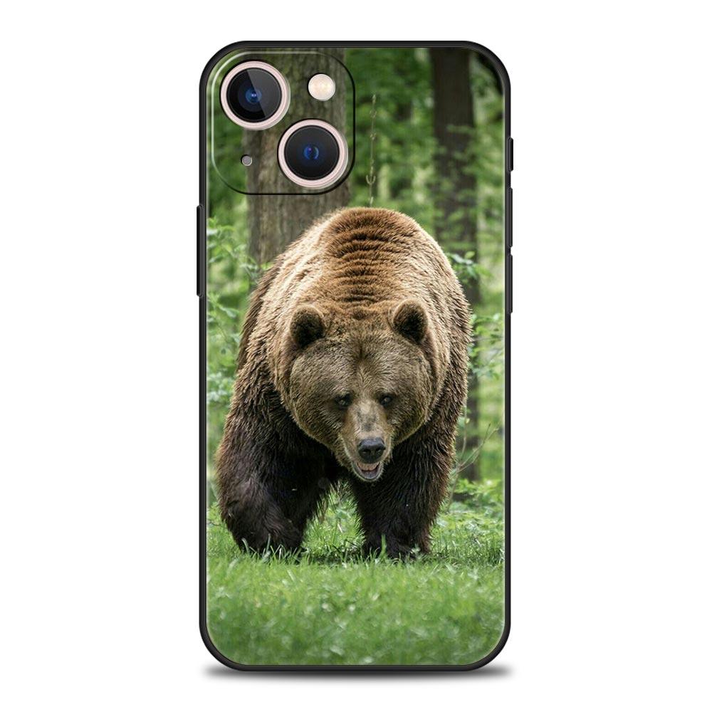 Lustige Just Relax Brown Bear Luxus-Telefonhülle für iPhone 13 15 14 12 11 Pro MAX XR X SE XS 7 8 Plus Weiche schwarze Silikonhülle