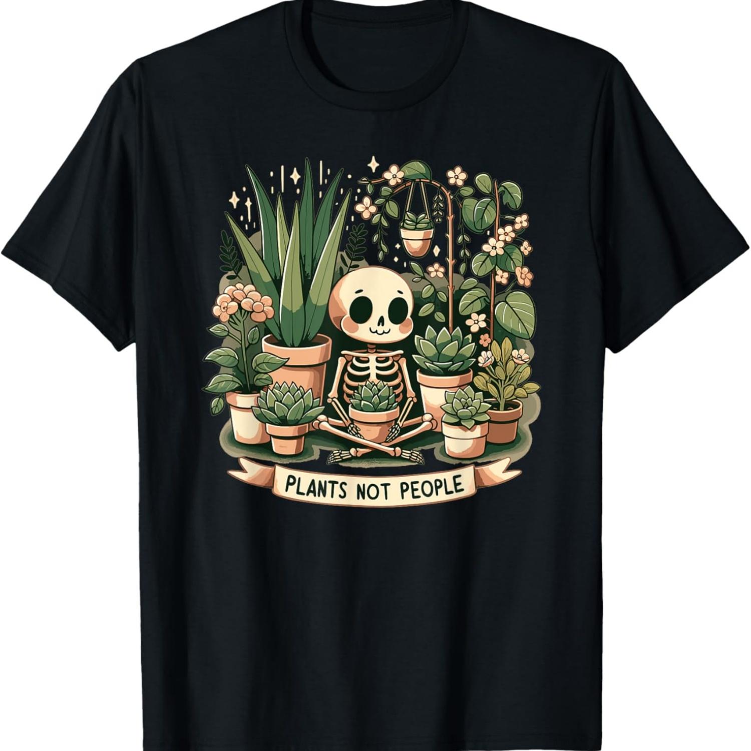 Plant Lover Skeleton Design - Plants Not People T-Shirt(4) S чёрный