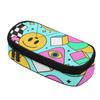 School Pencil Case Printed 300D Polyester Secure Zipper Closure with Mesh Pocket Removable Divider and Pen Slots for Students