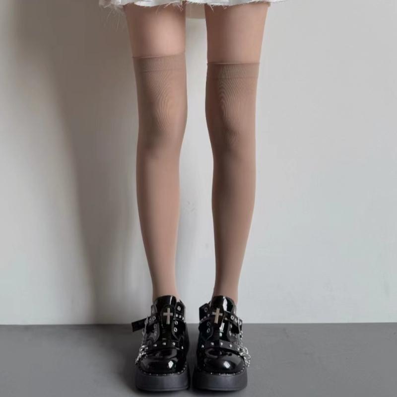 Gray JK Calf Socks Japanese Velvet Long Tube Stockings Thin Section Soft Breathable Versatile Knee Length Extended Student Socks