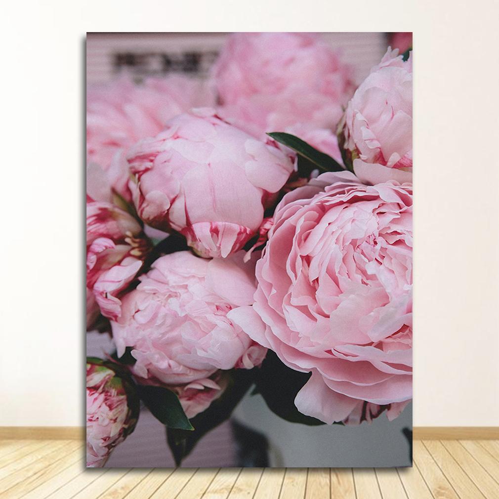 Wall Art Picture For Living Room Home Decoration Canvas Painting Nordic Decor Elegant Peony Flower Phrase Poster And Print