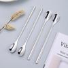304 Stainless Steel Long Handle Water Drop Ice Spoon Thickened Handle Creative Honey Dessert Seasoning Spoon Coffee Stirring Spoon