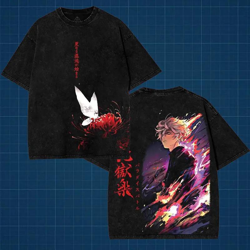 Габимару Рай Ада Аниме Одежда Мужчины Женщины Оверсайз Футболки Повседневная Стирка Футболка Винтажная Хлопковая Футболка Харадзюку Топы S