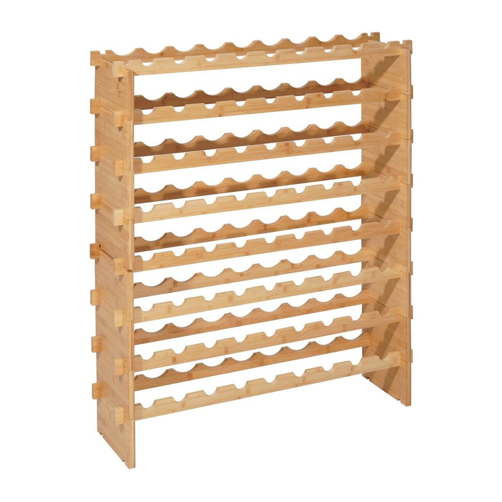 Rack de Vinhos Modular Empilhável para 72 Garrafas, 8 Níveis, Rack de Armazenamento de Vinhos de Chão Autoportante, Prateleira de Exibição de Vinhos Resistente, Prateleiras Sem Oscilação, Fácil