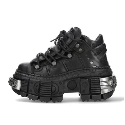 Fashion 2025 Brand Design Quality Women's Punk Gothic Shoes Comfortable High Heel Metal Decoration Rivet Handsome Motorcycle Boots