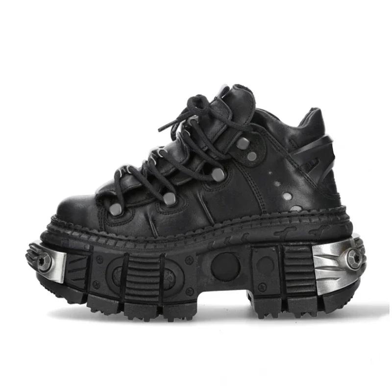 Fashion 2025 Brand Design Quality Women's Punk Gothic Shoes Comfortable High Heel Metal Decoration Rivet Handsome Motorcycle Boots