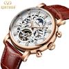 KINYUED J026 Man Automatic Watch Leather Band Waterproof Big Dials Decoration Casual Reloj Business Men Mechanical Watches