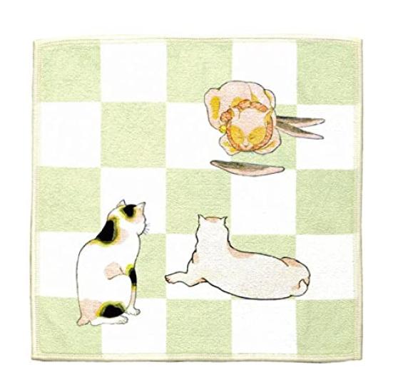 Japońska chusteczka z Kioto do wycierania okularów i smartfonów tkanina Kot i Płatki Bonito Towary, Akcesoria, Dwustronna [Kolekcja Ukiyo-e]