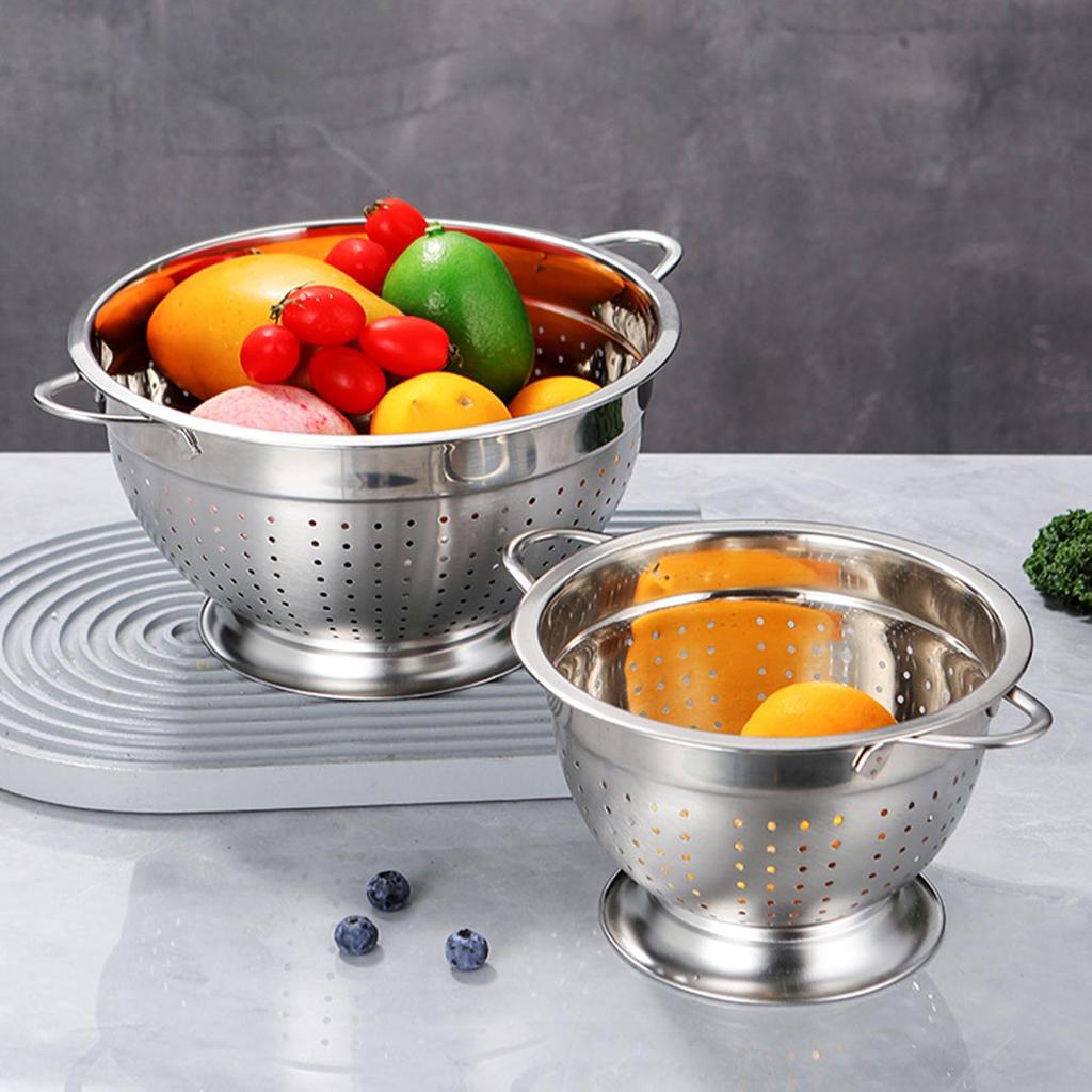 Stainless Steel Colander Large Metal Strainer Kitchen Food Mesh Colander for Pasta Spaghetti Veggies Fruits