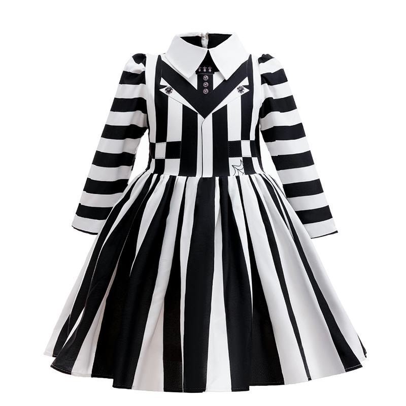 

Девушка Хэллоуин Платье Ужасный Монах Черно-Белое Полосатое Платье Ролевая Игра Косплей Костюм Платье 110cm чёрный