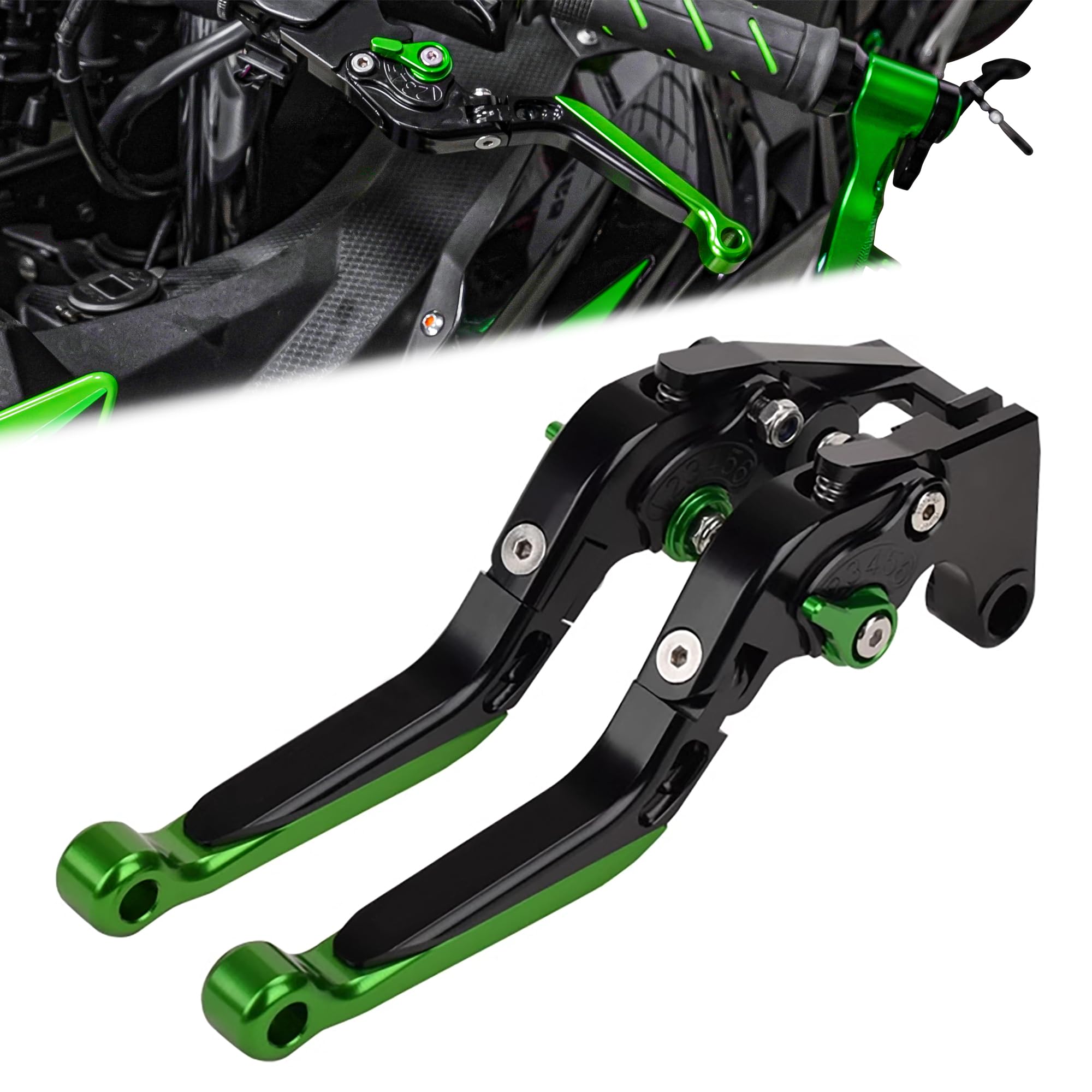 

Motikvans Brake and Clutch Lever Adjustable CNC Aluminum Brake and Clutch Lever Set for Kawasaki Ninja and Z250 and Set, 6-Speed 400, Z400, 250,