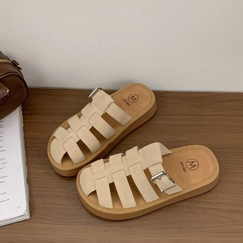 

Женские ретро сандалии на мягкой подошве с вырезами на толстой подошве для лета, ленивые уличные легкие повседневные тапочки 40