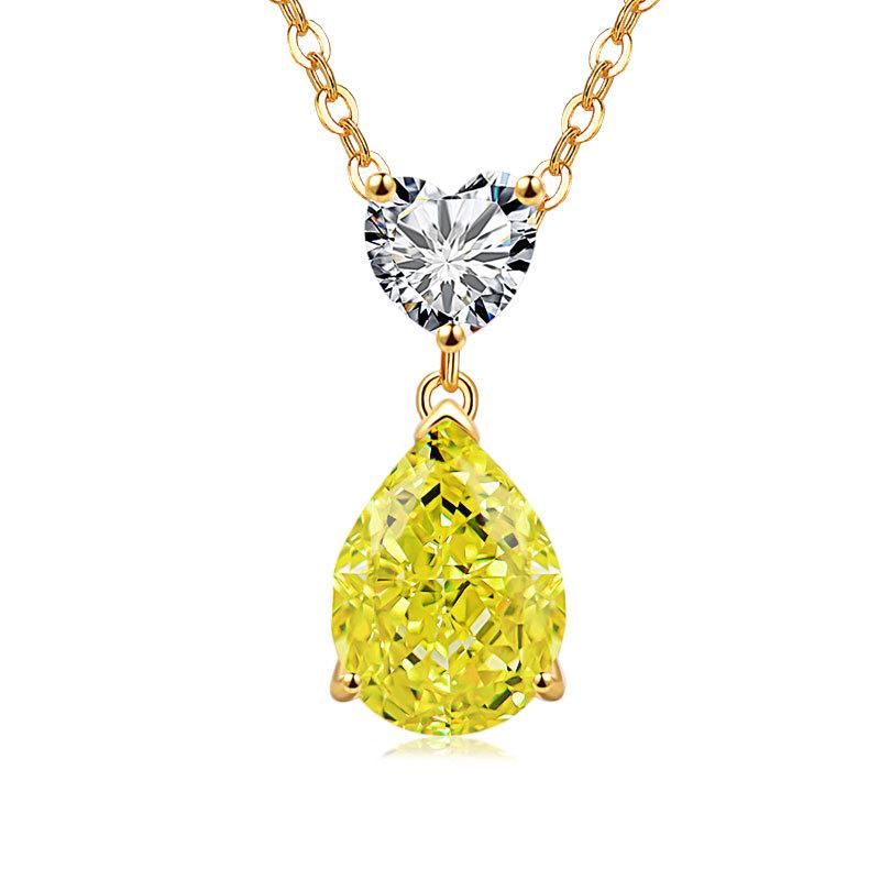 Jewelry Temperament Warm Sun Water Drop Necklace Ice Flower Cut Zirconium Platinum Plated 925 Silver Pendant Necklace
