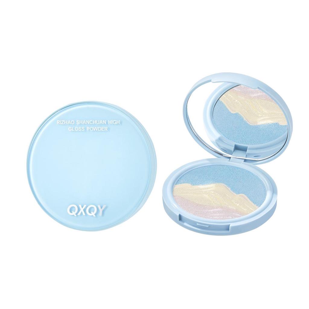 QXQY Rizhao Shimmer Highlighter: Multi-Use Dewy Glow Powder for Face and Eyes.