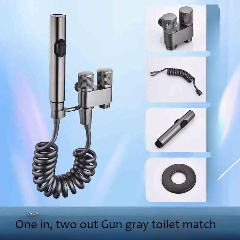 3-in-1 Bidet Spray Gun and Angle Valve Set - High Pressure Toilet Cleaner with 1 In 2 Out Faucet, All Copper Construction