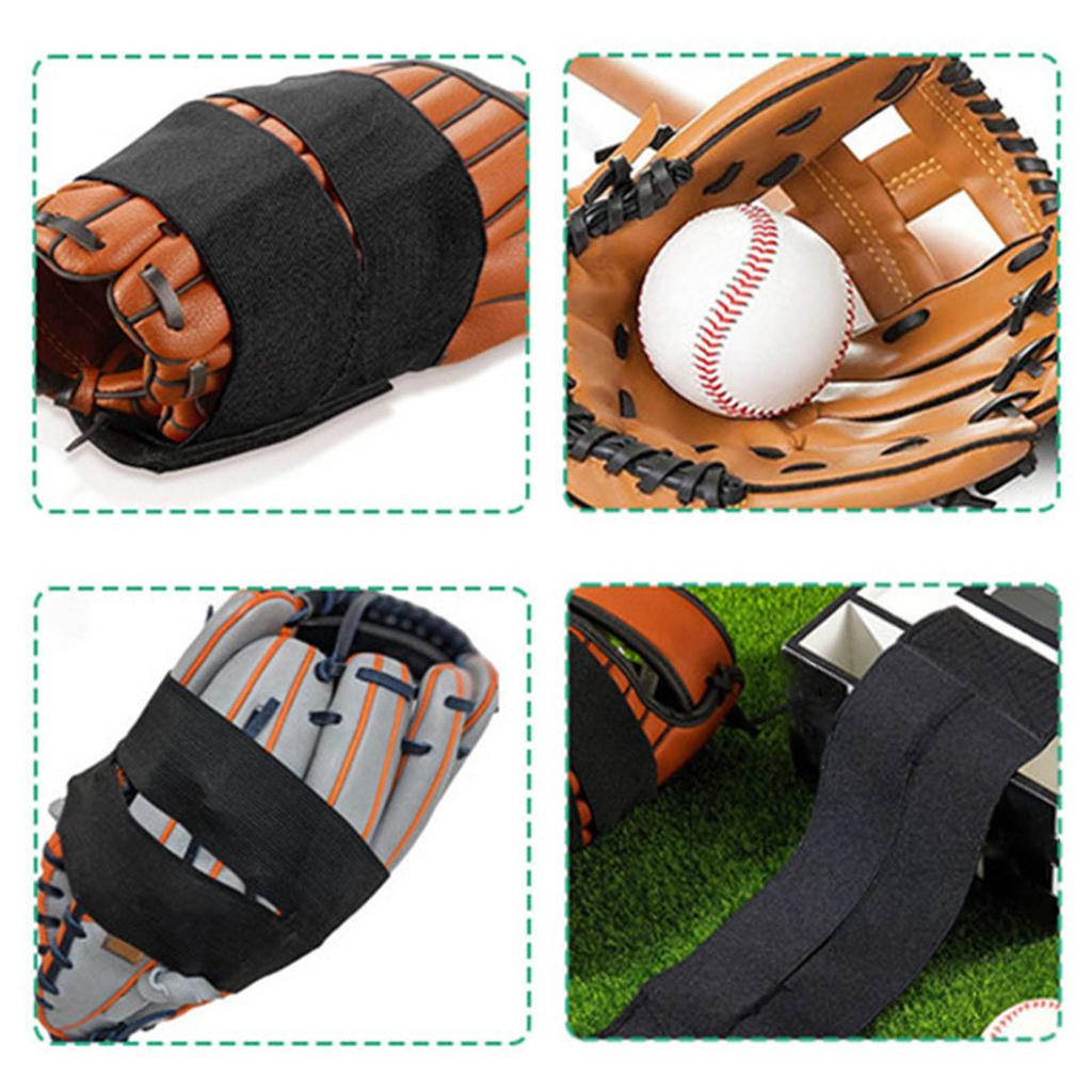 4Pcs Baseball Glove Wrap Lacing Strap Baseball Equipment Wrap Adjustable Elastic Bands Baseball Glove Strap with Sticker