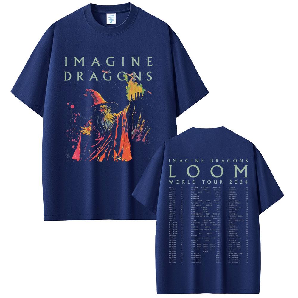 Rock Band Imagine Dragons Loom World Tour 2025 T Shirt Men Women Hip Hop Oversized Tshirts Male Casual Cotton Vintage Tshirt