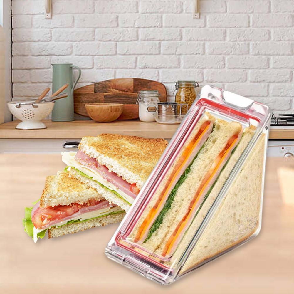 1Pcs Triangle Sandwich Storage Container Reusable Cake Slice Container Leak-Proof Clear Sandwich Holder for Picnic & School Use