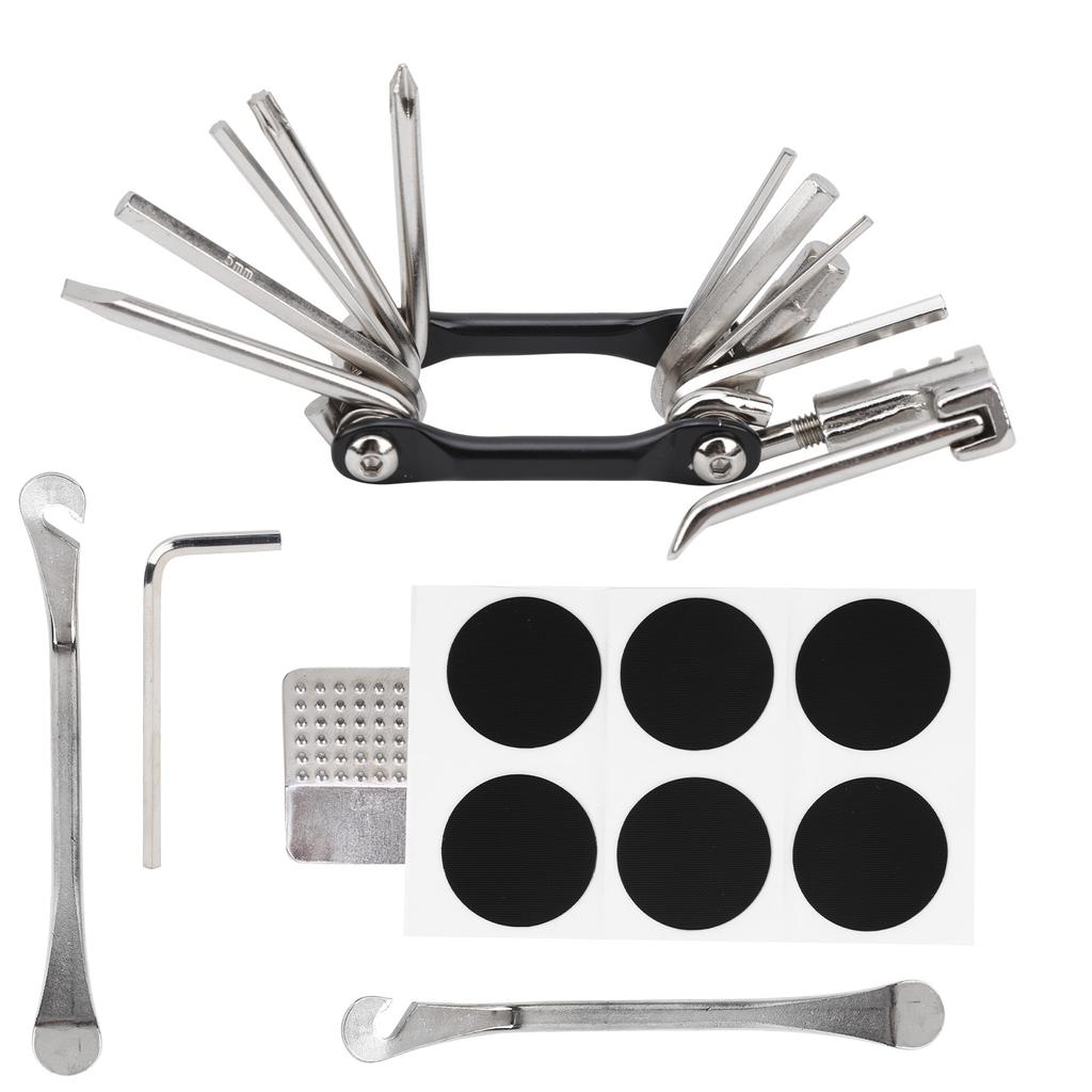 Fahrradreifen Reparaturset Tragbare Tasche Reifenheber 11 in 1 Multifunktions Fahrradwerkzeugtasche