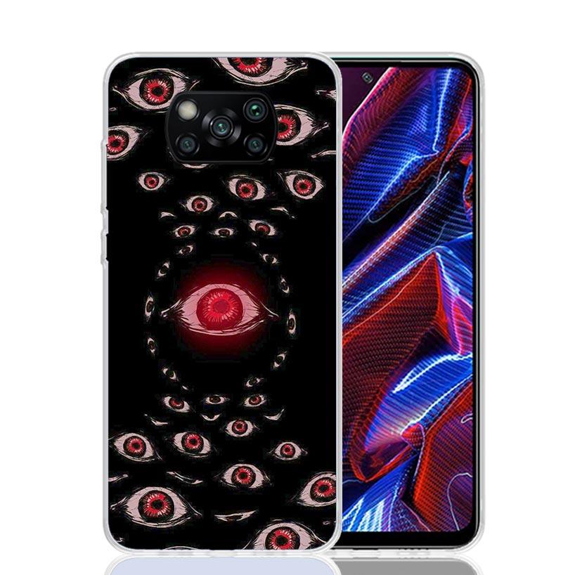 Scary Face Eyes Phone Case For Xiaomi Poco X7 X6 X5 Pro F7 Ultra Redmi 15C 15 13 13C 12 12C 10 10A 10C 9 9A 9C 9T Cover Poco X7