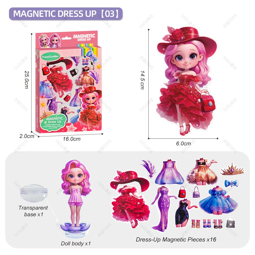 Princess Grain Magnet Stickers DIY Magnetic Sticker Clothing Change Doll Toy Girl Magnetic Attraction Dress Up Gift