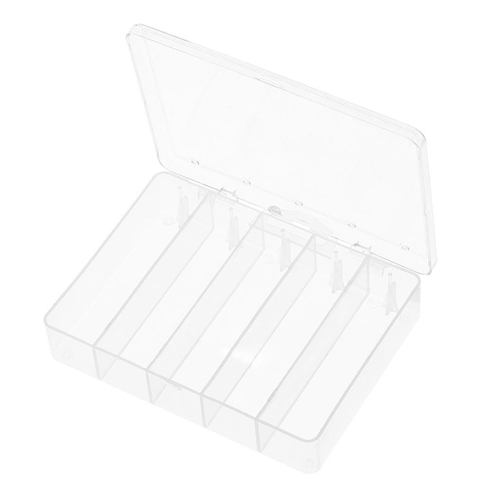 6pcs 5 Grid Compartment Fishing Lure Box Clear PVC Bait Storage Case  For Fishing Gear