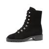 Stuart Weitzman Women's KOLBIE Black Suede Lace-up Ankle Boots