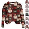 Dam Casual Mode Jul Tryck Långärmad O-Hals Pullover Topp Blus