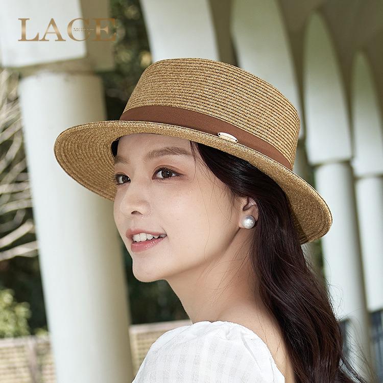 European Retro Letter Sewn Flat Top Sun & Beach Hat