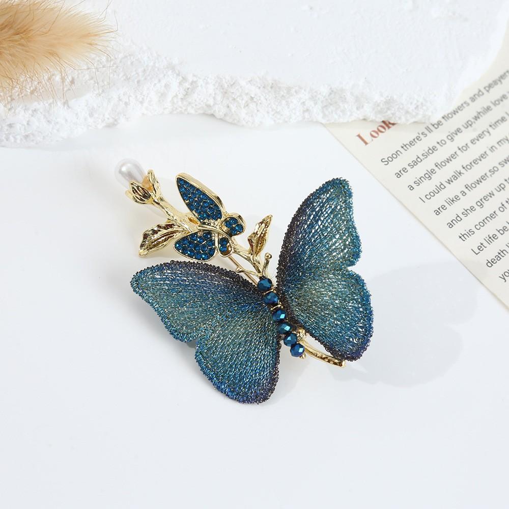 Embroidered Fabric Butterfly Brooch