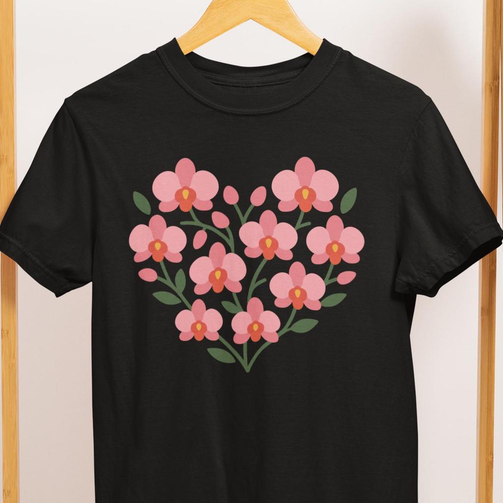 Orchid Heart T-Shirt: Floral Comfort Colors 1717 Graphic Tee