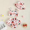 Strawberry Print Tank Top & Skirt Set with Hat for Infants and Toddlers - Cute European & American Style