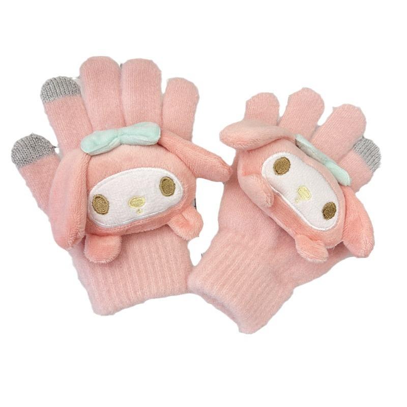 Autumn and Winter Children's Gloves Cartoon Sanrio Cute Knitted Gloves Thickened Cold Proof and Warm Five Finger Gloves for Boys and Girls