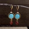 Handmade Ethnic Turquoise Tassel Earrings - Artistic Retro Chinese Style for Women
