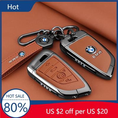 Nouvel Étui Coque de Protection en Cuir pour Clé de Voiture Intelligente pour X1 X3 X4 X5 X6 F15 F16 G30 Série 3 5 7 G11 F48 Porte-clés Accessoire